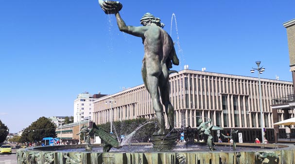 Poseidon in Gothenburg located at the top of the street Avenyn